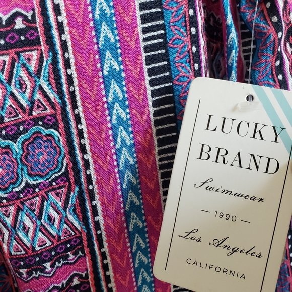Lucky Brand aztec stripe pink scoop neck swim coverup - Picture 7 of 7